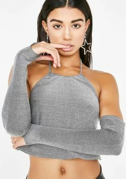 Poster Grl Tops Sliver Stunner Halter Top