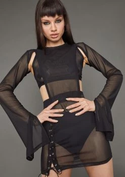 Poster Grl Ruthless Heart Mesh Lace-Up Dress Dresses