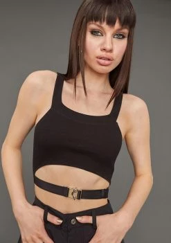 Poster Grl No Limits Cropped Buckle Tank Tops