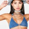 Poster Grl Tops Throwin' Down Denim Bra