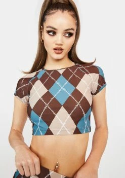 Poster Grl Beware Of Baddie Argyle Crop Top