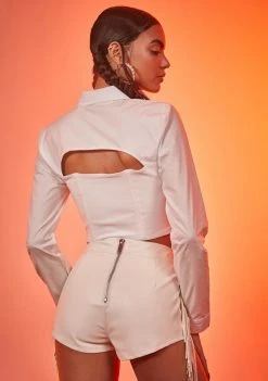 Poster Grl Country Hustle Vegan Leather Lace-Up Shorts Bottoms