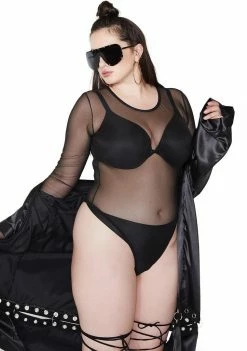 Poster Grl Anything But Basic Sheer Bodysuit Tops