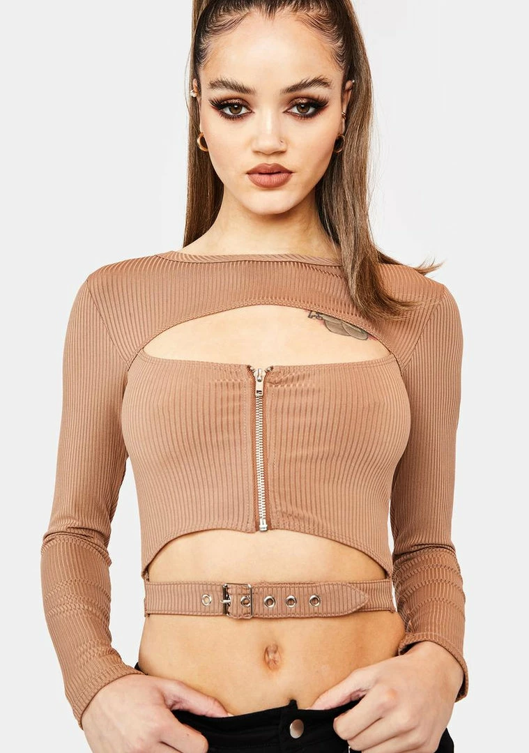 Poster Grl Long Sleeve Crop Top Never Basic Ribbed Cutout Top 3 Poster Grl Long Sleeve Crop Top Never Basic Ribbed Cutout Top