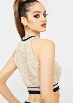 Poster Grl Learning To Diva Cableknit Crop Top Tops