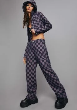 Poster Grl Boyfriend Jeans Chase Nobody Checkered Pants