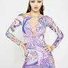 Poster Grl Lavender Hypnotic Habits Tie Front Bodycon Dress Dresses