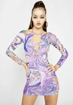Poster Grl Lavender Hypnotic Habits Tie Front Bodycon Dress Dresses