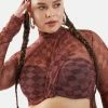 Poster Grl Real Luxury Vibes Checker Mesh Crop Top Tops