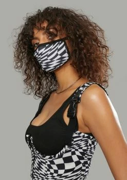 Poster Grl Face Masks Warped Realm Checkered Face Mask