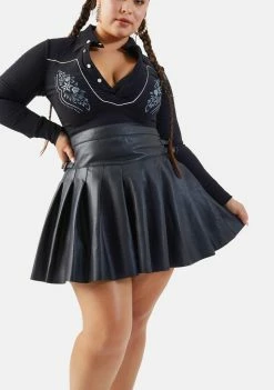 Poster Grl Trendy Trailblazer Vegan Leather Pleated Mini Skirt