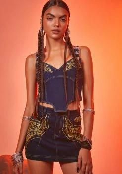 Poster Grl Bottoms Cowgirl Ride Denim Skirt