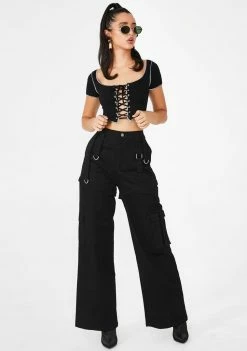 Poster Grl Midnight Brat Pack Lace Up Tee Lace-Up Crop Top