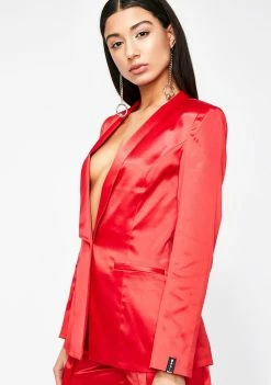 Poster Grl I'm The Plug Satin Blazer Outerwear