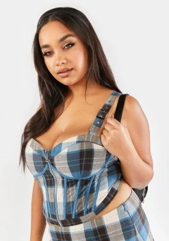 Poster Grl Plus Eff Academia Plaid Corset Top Tops