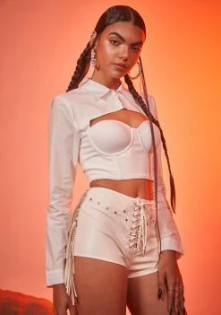 Poster Grl Country Hustle Vegan Leather Lace-Up Shorts Bottoms