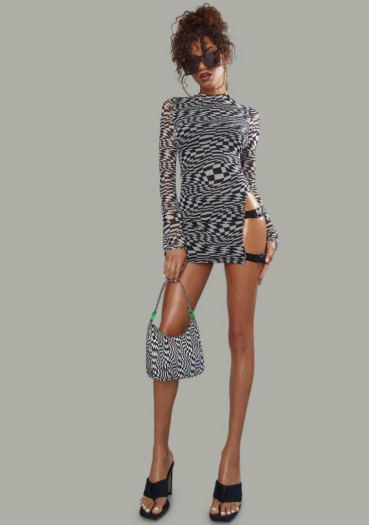 Poster Grl Dresses Warped Realm Checkered Mesh Mini Dress 3 Poster Grl Dresses Warped Realm Checkered Mesh Mini Dress