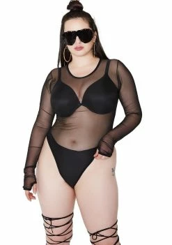 Poster Grl Anything But Basic Sheer Bodysuit Tops