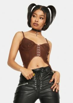 Poster Grl Mocha Got U Hooked Corset Top