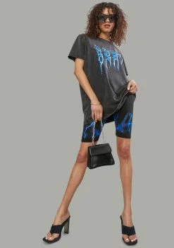 Poster Grl Catching Flames Graphic Tee And Shorts Set Jumpsuits & Rompers