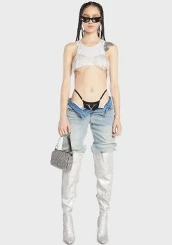 Poster Grl Dress Up Shit Deja Vu Rhinestone Top