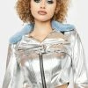Poster Grl Frosty Queen Cropped Moto Jacket Outerwear