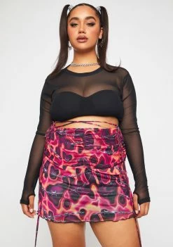 Poster Grl Bottoms Plus High Risk Hottie Mesh Skirt