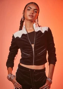 Poster Grl Vintage Taste Velour Track Jacket Outerwear