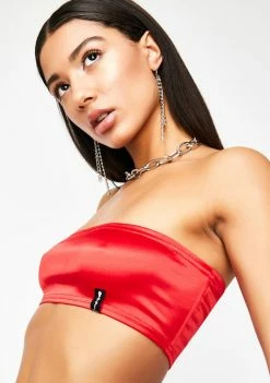 Poster Grl Tops I'm The Plug Satin Tube Top