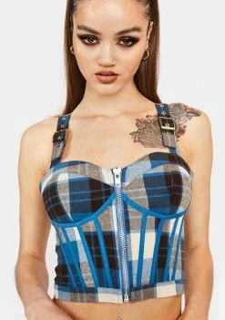 Poster Grl Eff Academia Plaid Corset Top