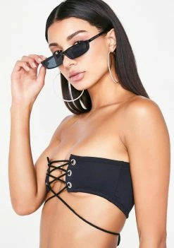 Poster Grl Wicked Ish Talker Lace-Up Bandeau Tops