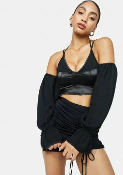 Poster Grl Keep Shaking Satin Crop Top Tops