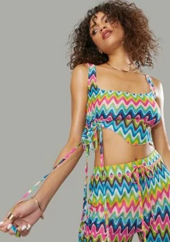 Poster Grl Wavy Thoughts Stitch Knit Ruched Tank