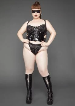 Poster Grl I'm Hard To Impress Patent Corset Top