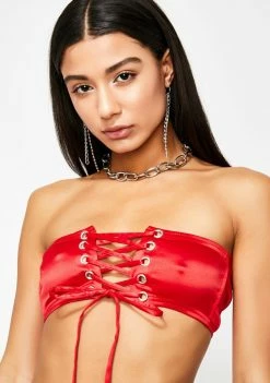 Poster Grl Tops I'm The Plug Satin Tube Top