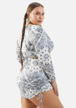 Poster Grl Plus Salty After Sundown Ruched Mini Skirt