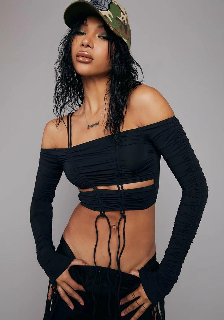 Poster Grl Undercover Lovers Off Shoulder Top Long Sleeve Crop Top 3 Poster Grl Undercover Lovers Off Shoulder Top Long Sleeve Crop Top