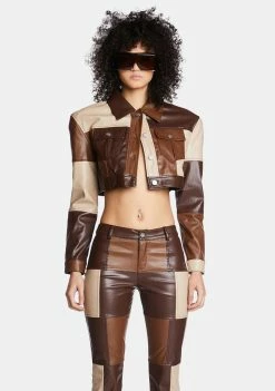 Poster Grl Cropped Jacket Not The Same Patchwork Jacket