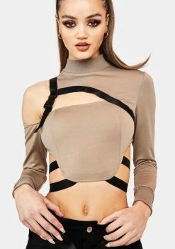 Poster Grl Tops Known To Misbehave Buckle Top