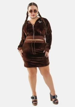 Poster Grl Plus Cocoa Kissed A Girl Velour Skirt Set Jumpsuits & Rompers