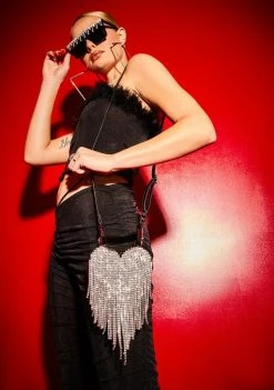 Poster Grl Bags & Wallets Night Mine All Mine Rhinestone Heart Mini Purse