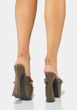 Poster Grl Platforms Khaki Send Ur Location Chained Mules