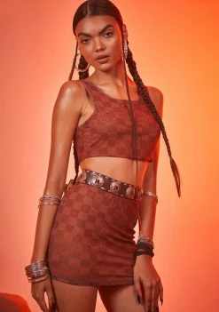 Poster Grl Luxury Vibes Checker Mini Skirt Set Jumpsuits & Rompers