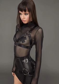 Poster Grl Naughty Habits Mesh Top And Harness Set Tops